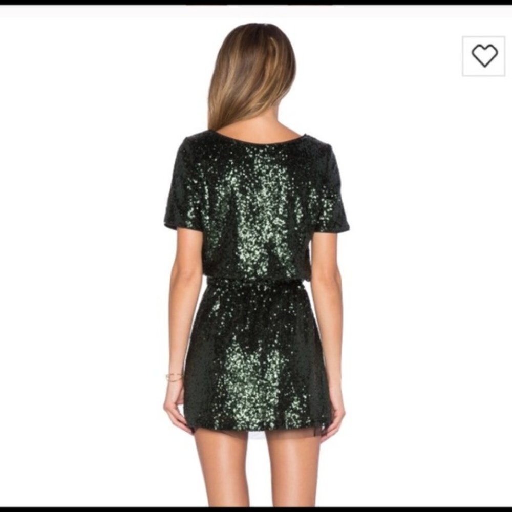 Lucy Paris Green Sequin Mini Dress Elastic Waist - Picture 3 of 16